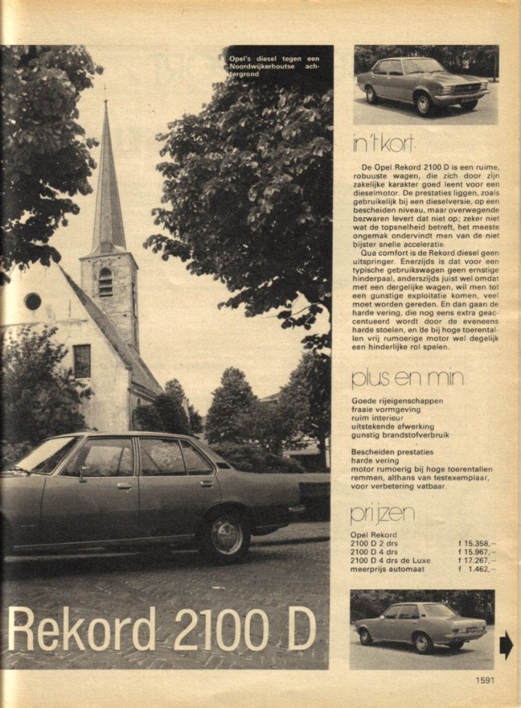 Autokampioen test Opel Rekord 2100 D 1973, Ophalen of Verzenden, Gelezen, Opel
