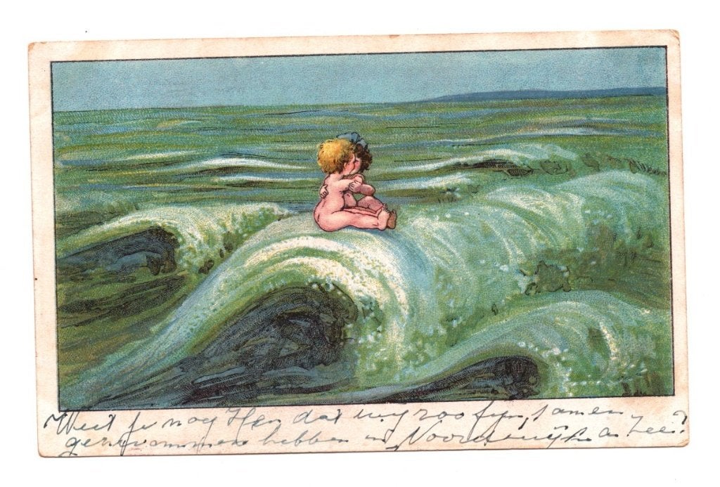 Oude Ansichtkaart Noordwijk aan Zee Golven Kunst Ongelopen, Ophalen of Verzenden, Voor 1920, Ongelopen, Overige thema's