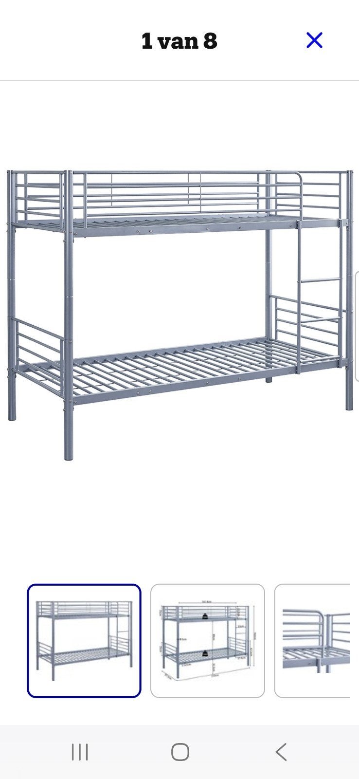 grijs metalen stapelbed - Ideaal voor kleine ruimtes, Ophalen, Tweepersoons, 90 cm, Stapelbed