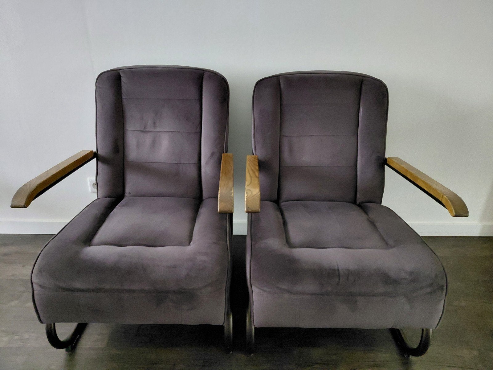 Velvet mosgroene industriele look fauteuil 2 stuks, Huis en Inrichting, Fauteuils, Ophalen, Zo goed als nieuw, Minder dan 75 cm