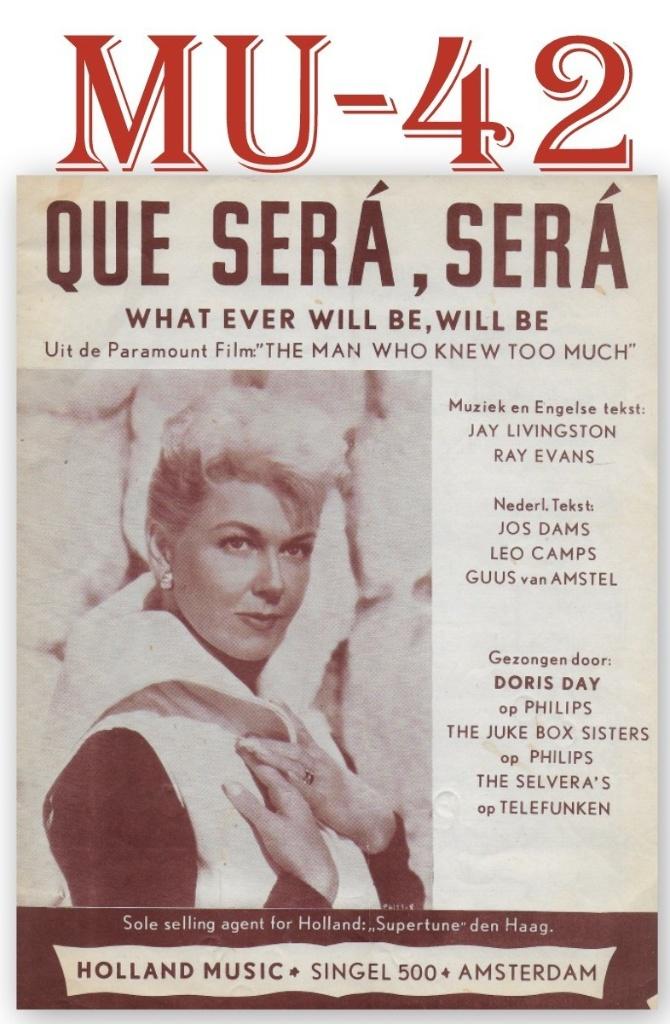 Mu -42 Bladmuziek Doris Day Que Sera sera, Ophalen of Verzenden, Gebruikt, Artiest of Componist, Klassiek