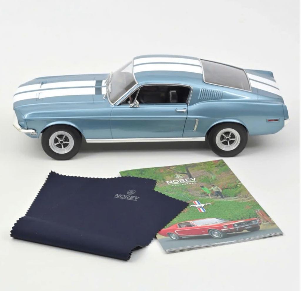 Ford Mustang Fastback 1968 Blauw 1/12 NOREV LIM. Ed. 122705, Verzenden, Nieuw, 1:9 t/m 1:12, Auto