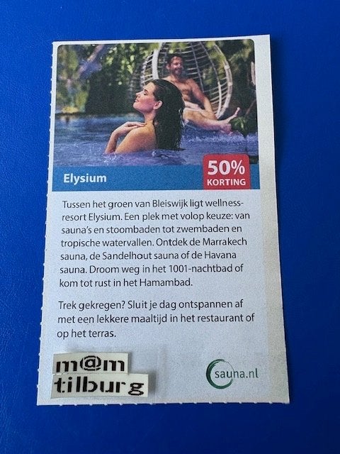 Elysium 50% korting tot 1-7-2027, Drie personen of meer, Kortingsbon, Overige typen