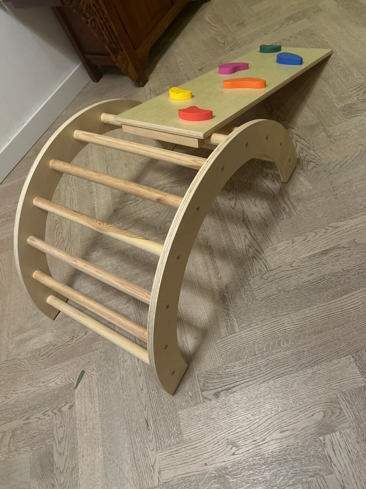 Houten Klimboog met Glijbaan/Klimwand voor Kinderen, Kinderen en Baby's, Ophalen, Zo goed als nieuw