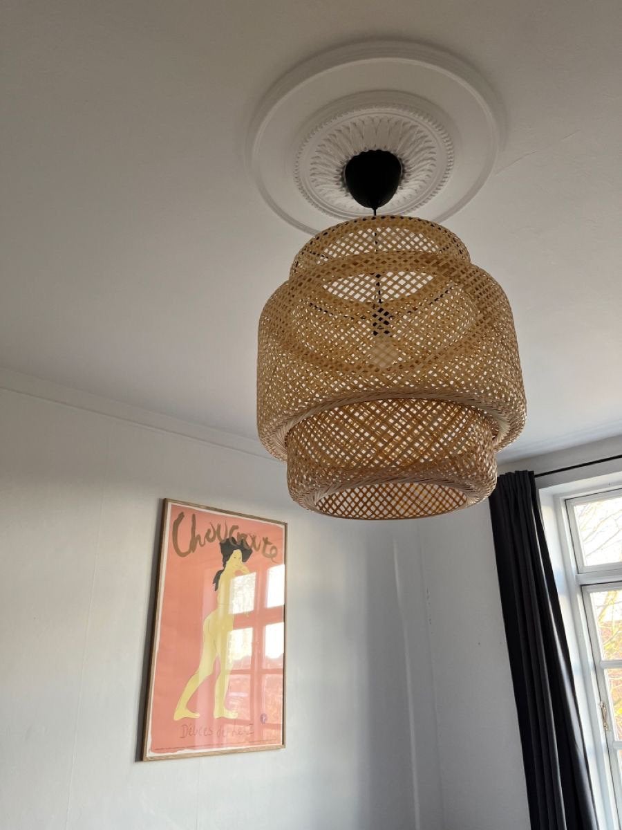 Hanglamp bamboe inclusief lamp, Ophalen, Zo goed als nieuw, Overige materialen, 50 tot 75 cm