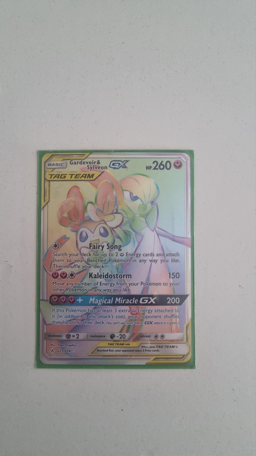 Gardevoir & Sylveon GX TAG TEAM Pokémon Kaart, Ophalen of Verzenden, Zo goed als nieuw, Losse kaart, Foil