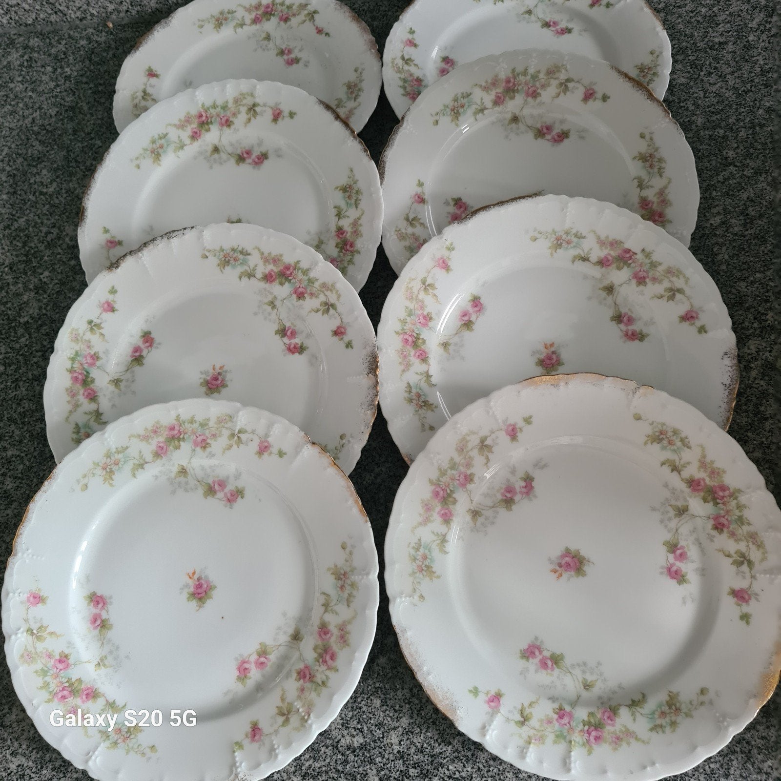 8 Antieke Borden M&Z Austria met Rozenmotief, Antiek en Kunst, Ophalen of Verzenden