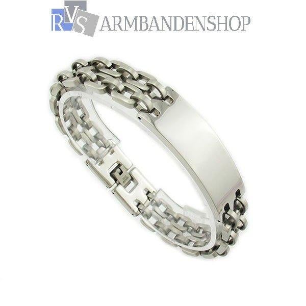 rvs heren of dames plaatarmband armband van edelstaal, Verzenden, Nieuw, Zilver, Staal