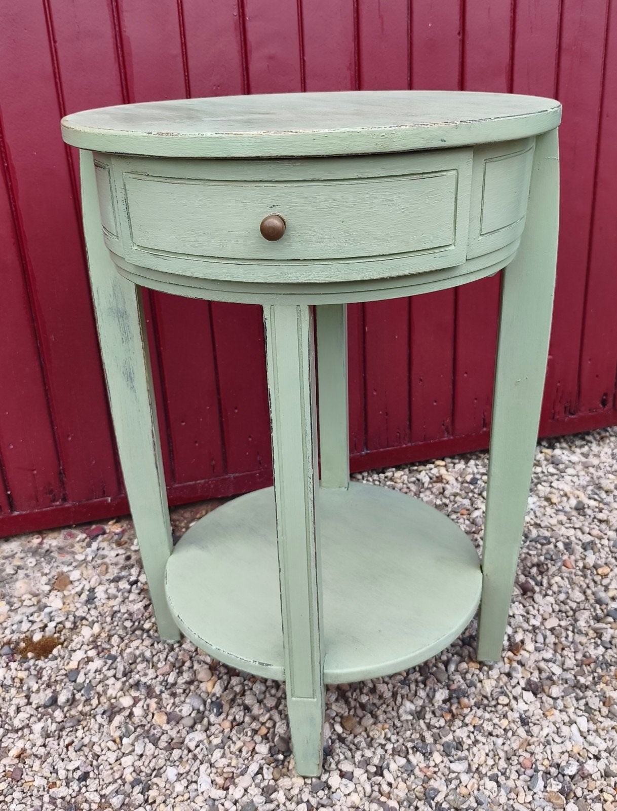 Groene bijzettafel, Minder dan 55 cm, Gebruikt, Hout, Ophalen