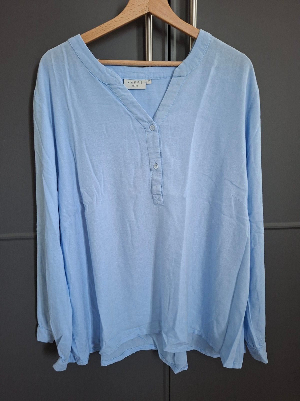 Lichtblauwe blouse van Kaffe Curve, Ophalen of Verzenden, Zo goed als nieuw, Jurk