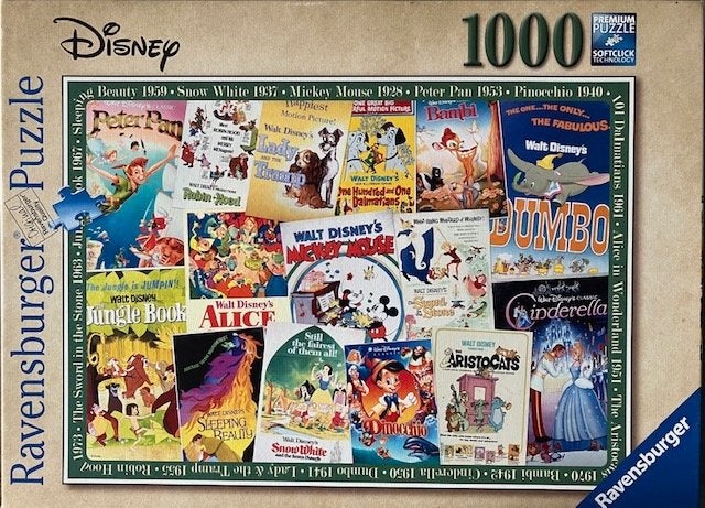 vintage disney posters, Ophalen of Verzenden, 500 t/m 1500 stukjes, Zo goed als nieuw, Legpuzzel