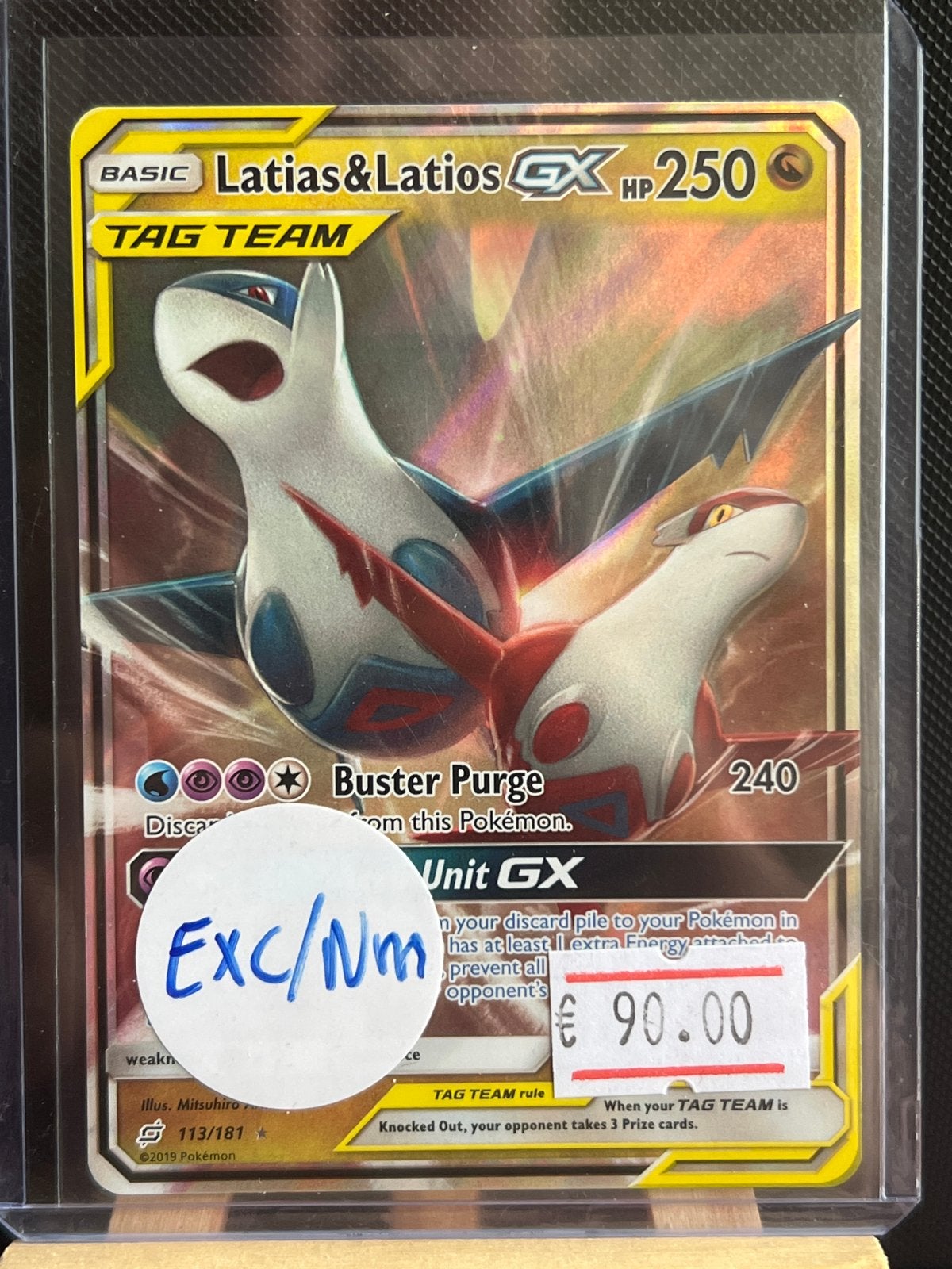 Latias & Latios GX TAG TEAM Pokémon kaart (Exc/Nm), Ophalen of Verzenden, Zo goed als nieuw, Losse kaart