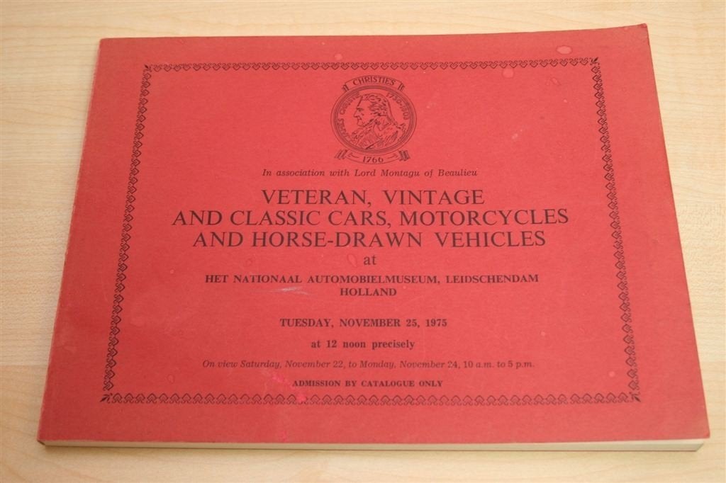 Veteran, Vintage & Classic Cars — Christie\'s Veiling [1975], Ophalen of Verzenden, Gelezen, Algemeen