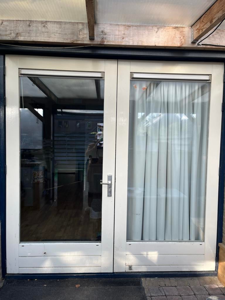 Brede deuren met glas, Ophalen, Gebruikt, 120 cm of meer, Buitendeur
