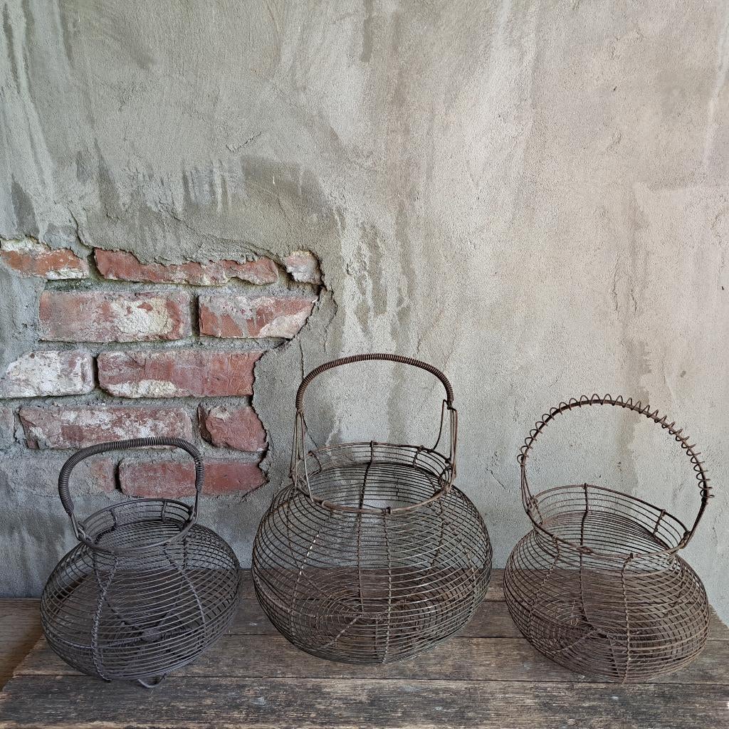 1x Oud brocante Frans eiermandje draadmandje *Etage3*, Gebruikt, ., Ophalen of Verzenden, .