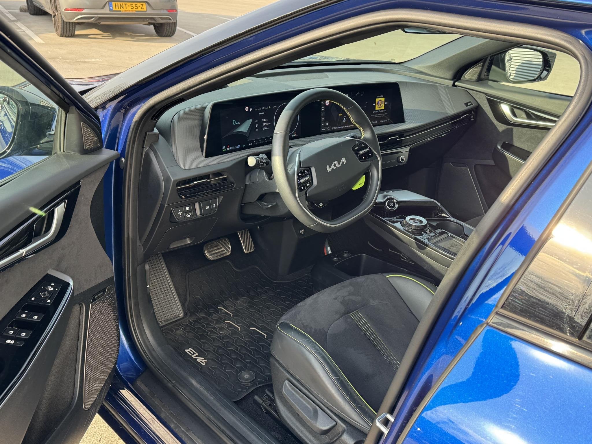Kia EV6 GT AWD 77.4 kWh SOH 100% | Trekhaak afneembaar | Pra, Auto's, Blauw, Alcantara, 2100 kg, Origineel Nederlands