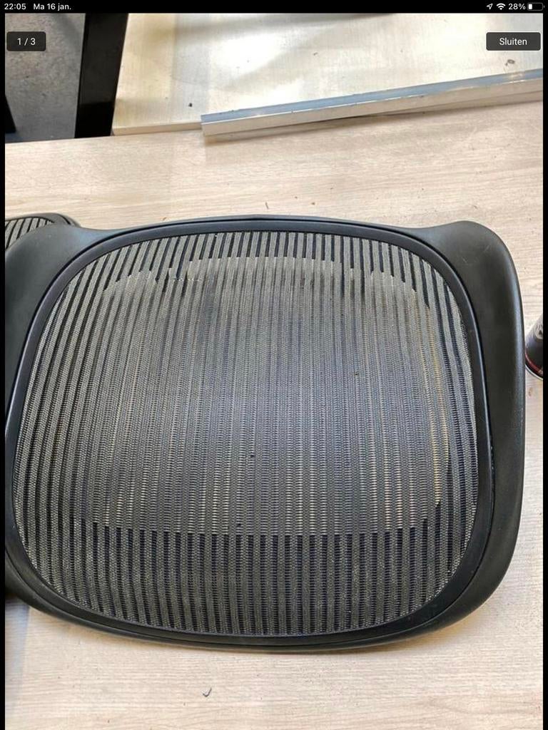 Gezocht zitting herman miller aeron classic C  graphite, Ophalen, Zwart