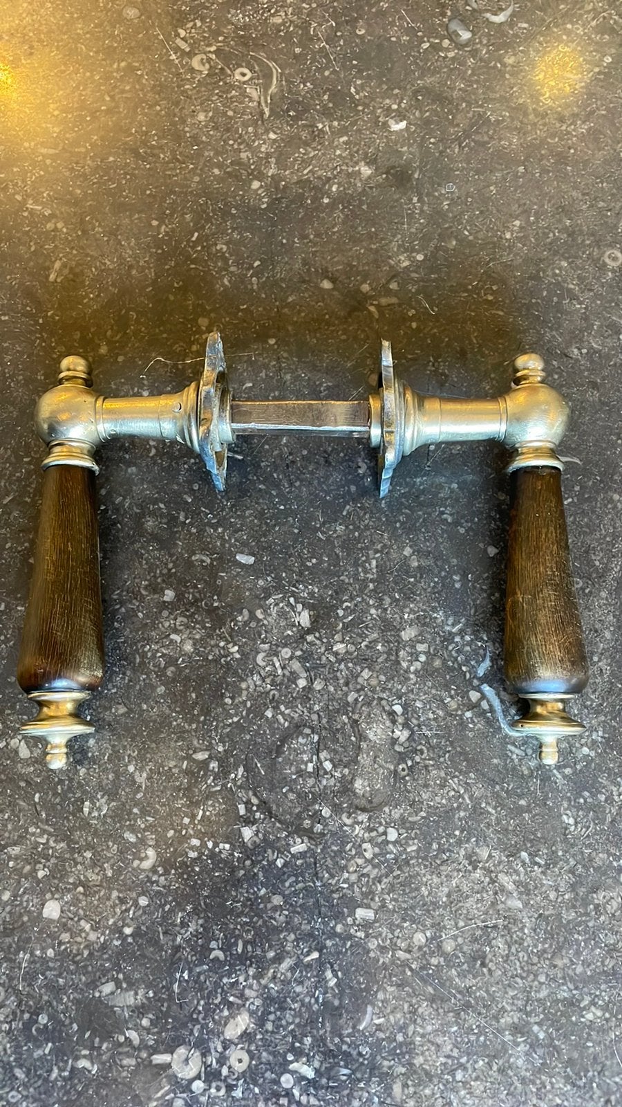 1x Prachtig Antiek messing HOORN Deurklinken 1900 Deurbeslag, Antiek en Kunst, Ophalen of Verzenden