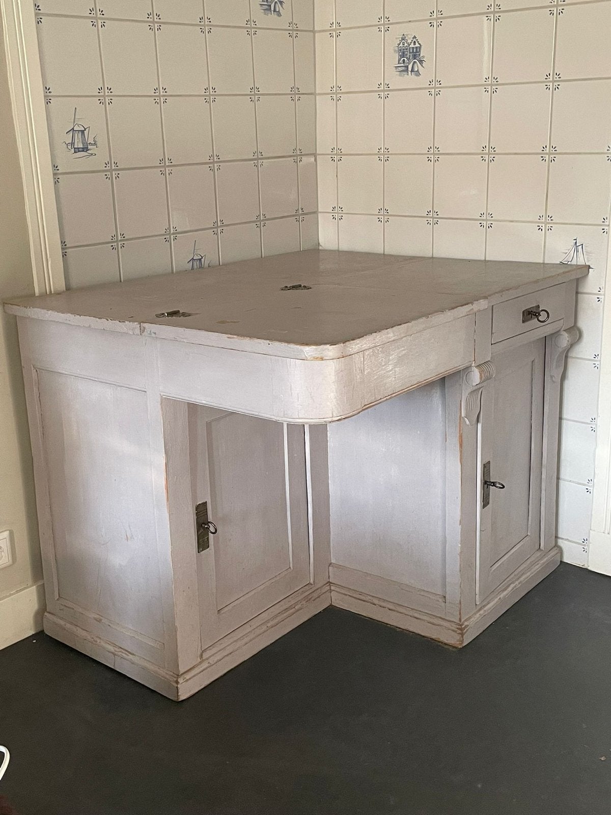 Brocant Hoekbureau - Uniek en Functioneel, Ophalen, Opbergruimte, Gebruikt, Hout