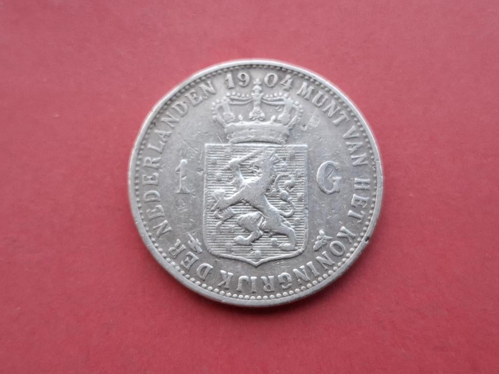1 gulden 1904, Postzegels en Munten, Munten | Nederland, Ophalen of Verzenden, Koningin Wilhelmina, 1 gulden, Zilver