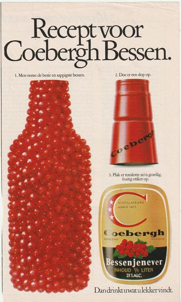 Retro reclame 1977 Coerbergh bessenjenever sappigste bessen, Verzamelen, Verzenden, Overige typen