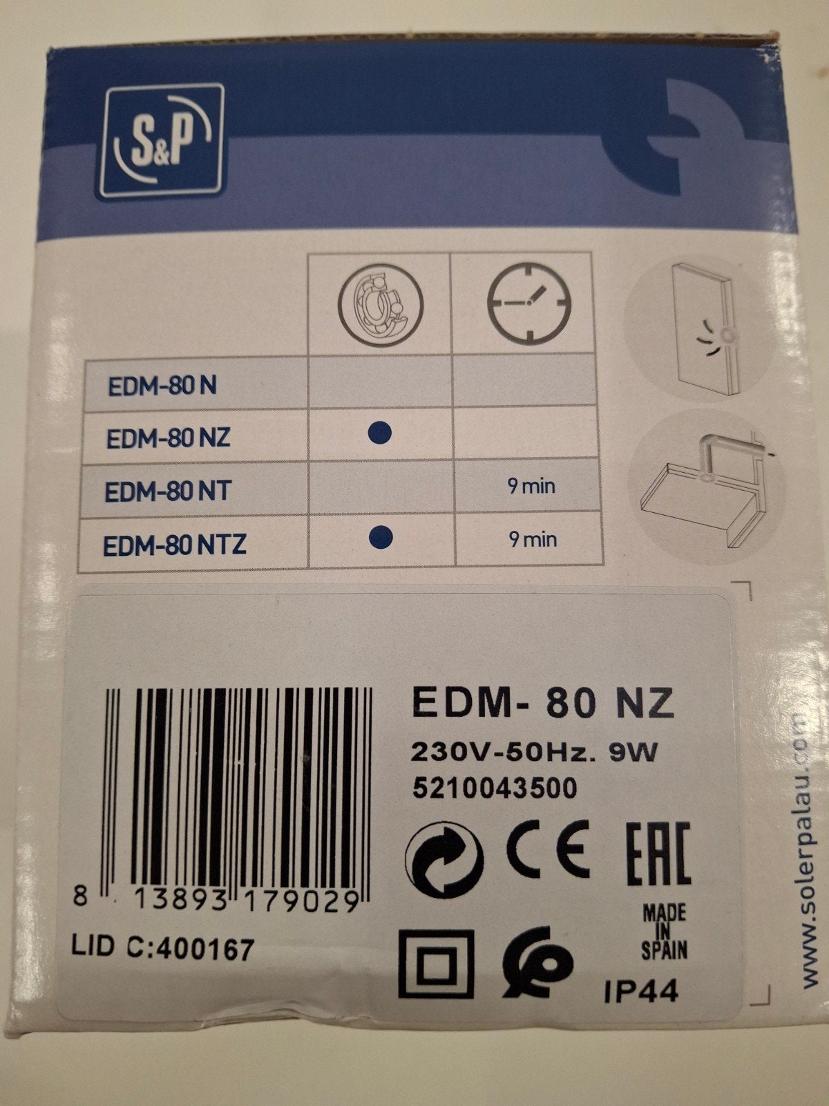 S&P EDM-80 NZ Toiletventilator - Nieuw in doos, Ventilator, Onbekend, Nieuw, Ophalen of Verzenden