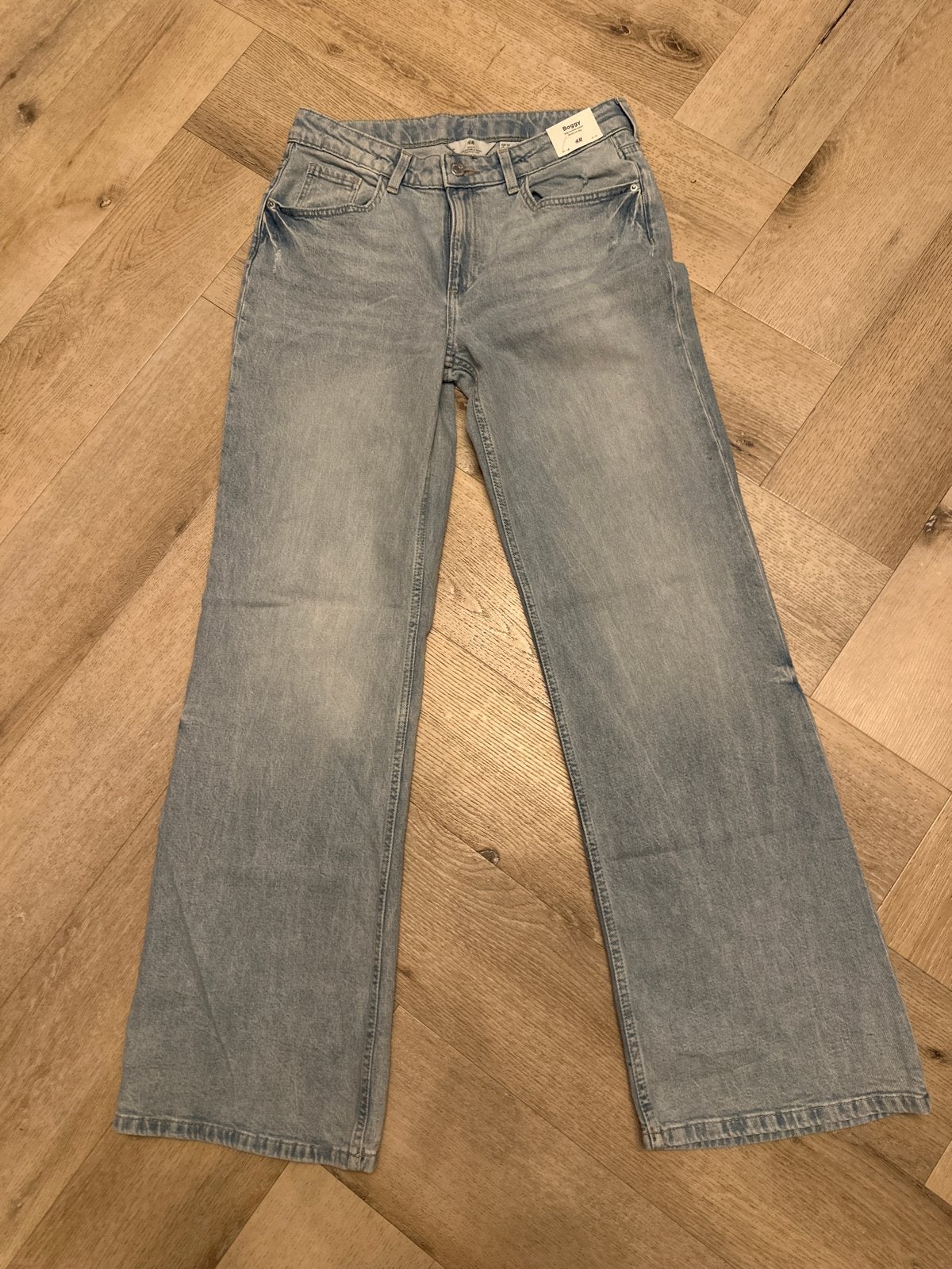 Nieuwe H&M Baggy Jeans - Lichtblauw, Maat 170, Ophalen of Verzenden, Nieuw, Broek