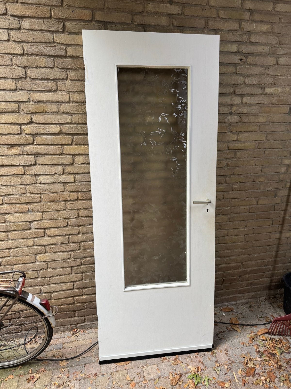 Wit hout linksdraaiende stompe binnendeur met glas 200x77,5, Doe-het-zelf en Verbouw, Deuren en Horren, Gebruikt, Minder dan 80 cm