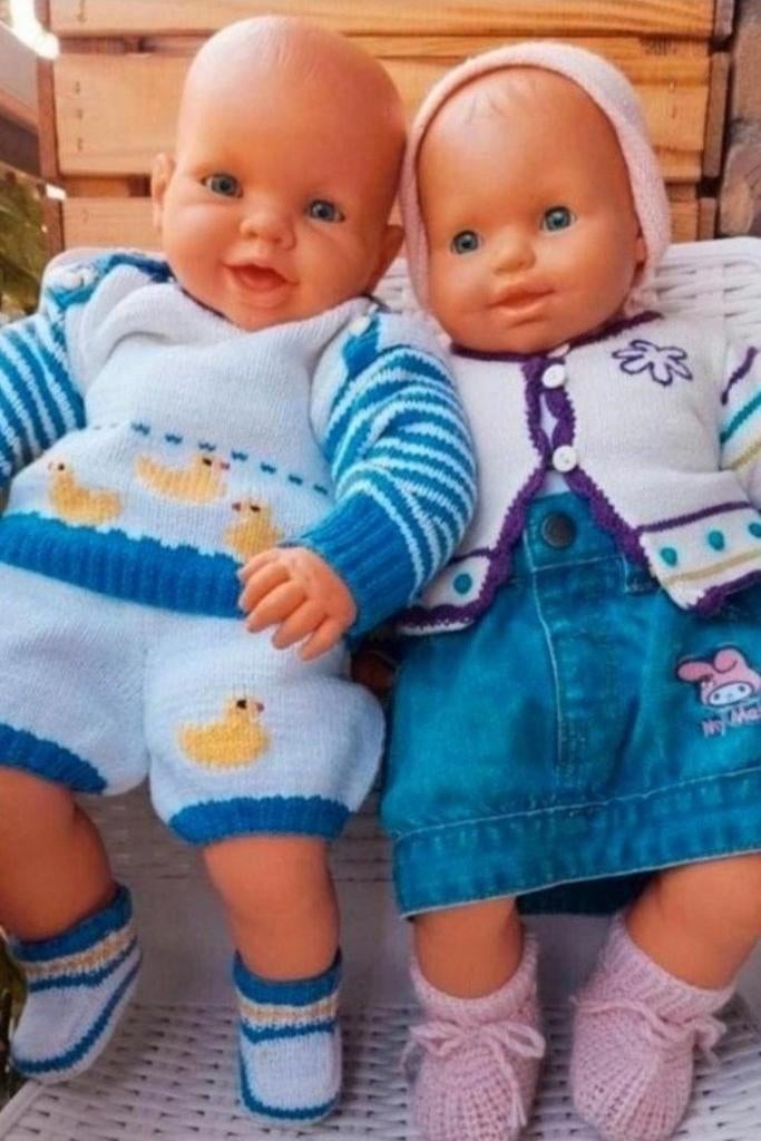Falca vintage poppen tweeling grote babypoppen, Ophalen of Verzenden, Gebruikt, Babypop