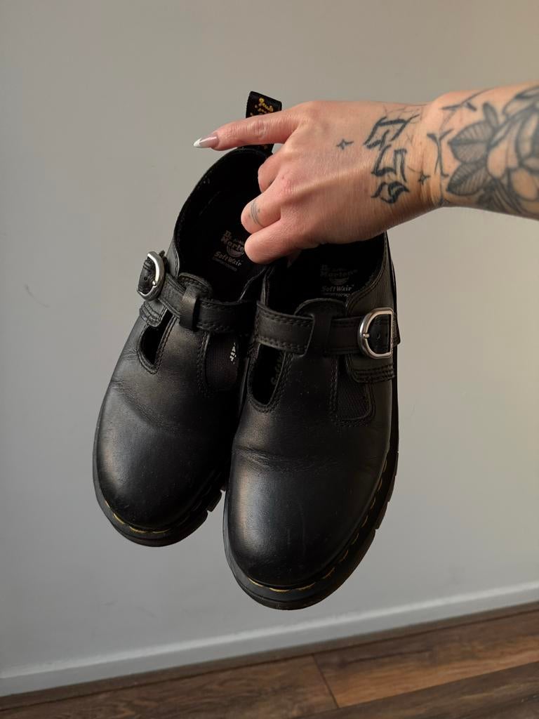 Dr. Martens Audrick Nappa Lux Platform Mary Jane, Zwart, Zo goed als nieuw, Sandalen of Muiltjes, Ophalen of Verzenden