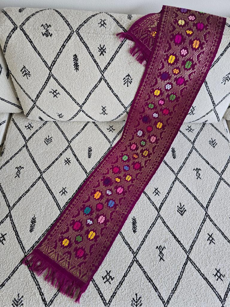 Vintage Bali selendang paars gouddraad brokaat Indonesie, Overige kleuren, Nieuw, Ophalen of Verzenden, Katoen