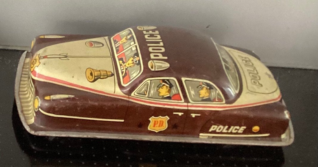Zeer oude aparte blikken politie auto Police PD105,1940-1950, Antiek en Kunst, Ophalen