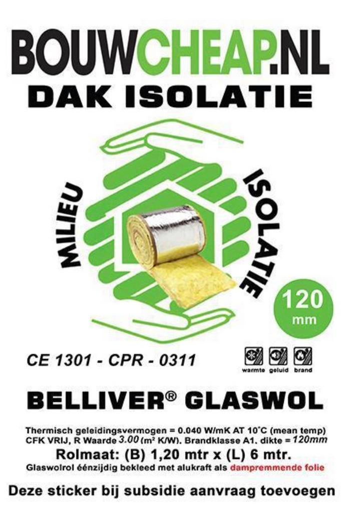 Isolatie bij BOUWCHEAP grote voorraad., Doe-het-zelf en Verbouw, Isolatie en Afdichting, Ophalen of Verzenden, Nieuw