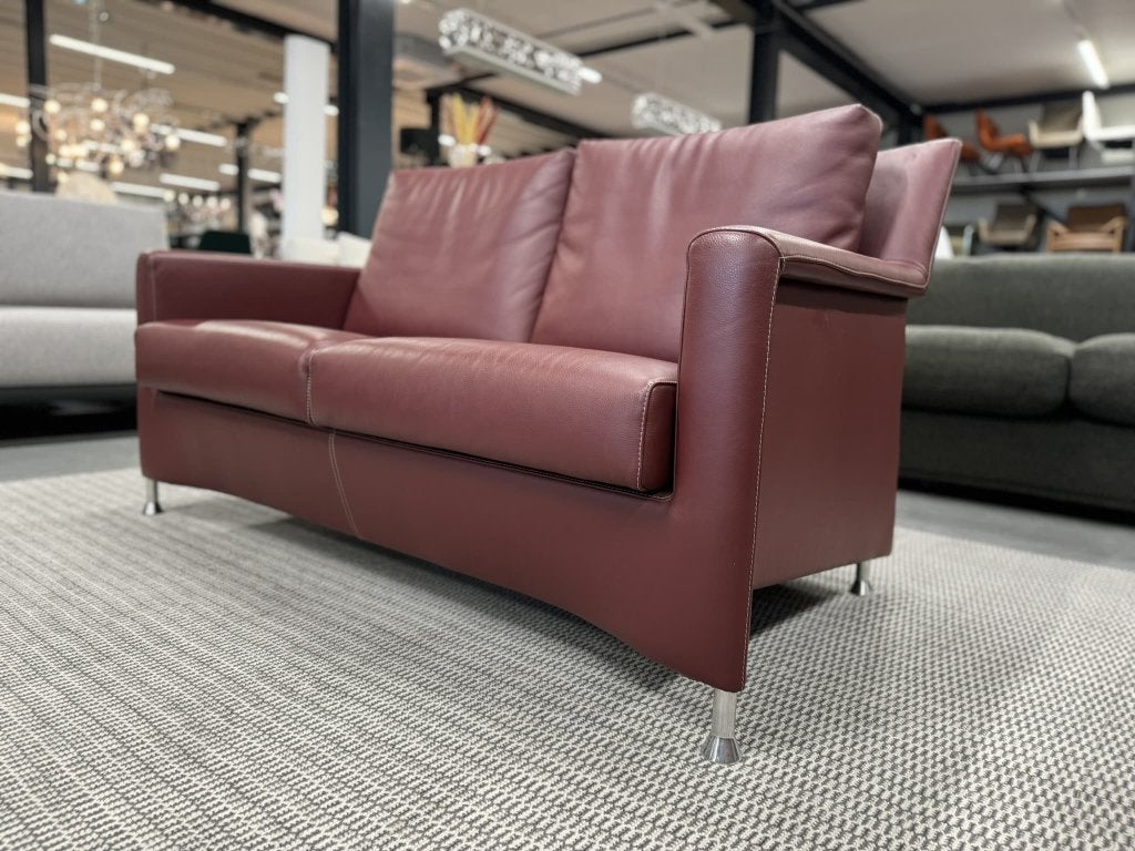 Als nieuw Leolux Paian 2 Zits bank Senso rood Design Leer, Leolux, Info@leolux.nl, 150 tot 200 cm, Tweepersoons