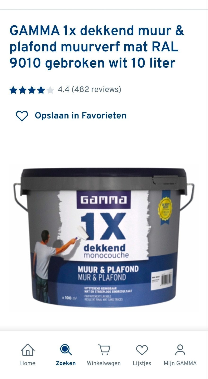 gamma muurverf RAL 9010 10L, Ophalen, Wit, Nieuw, Verf