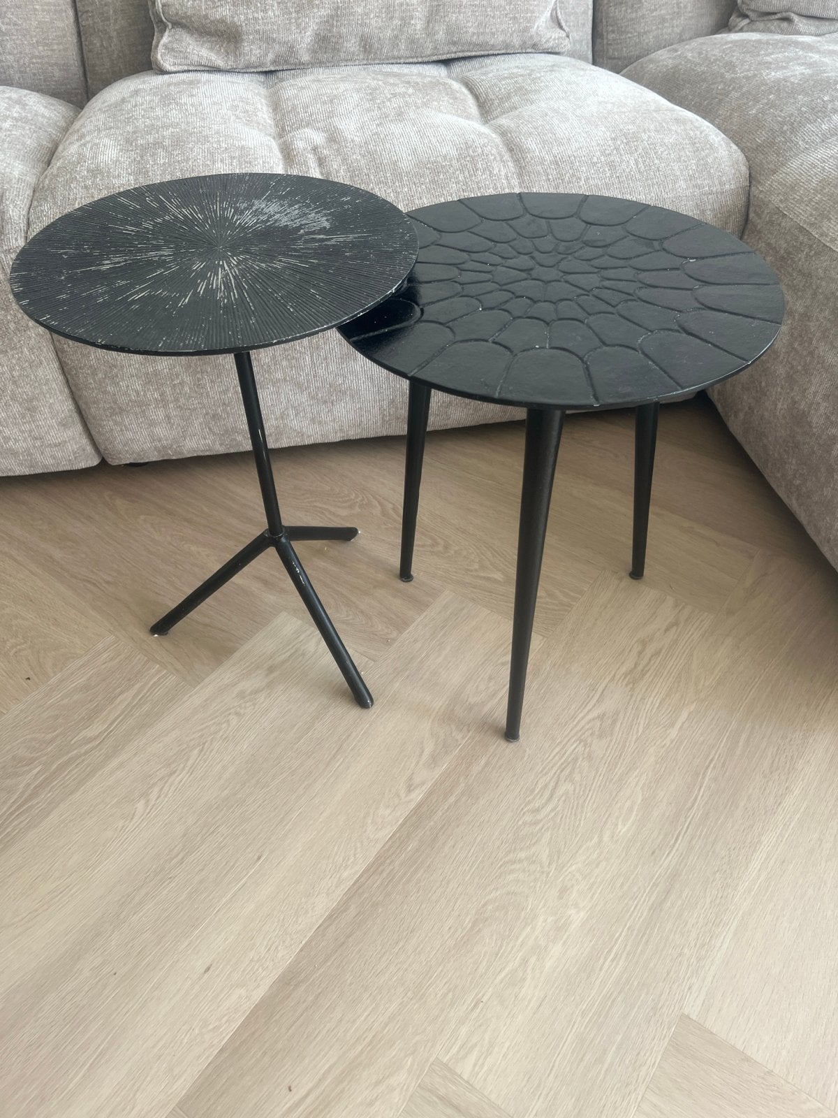 Zwarte Loods 5 bijzettafeltjes, Minder dan 55 cm, Gebruikt, Metaal of Aluminium, Rond