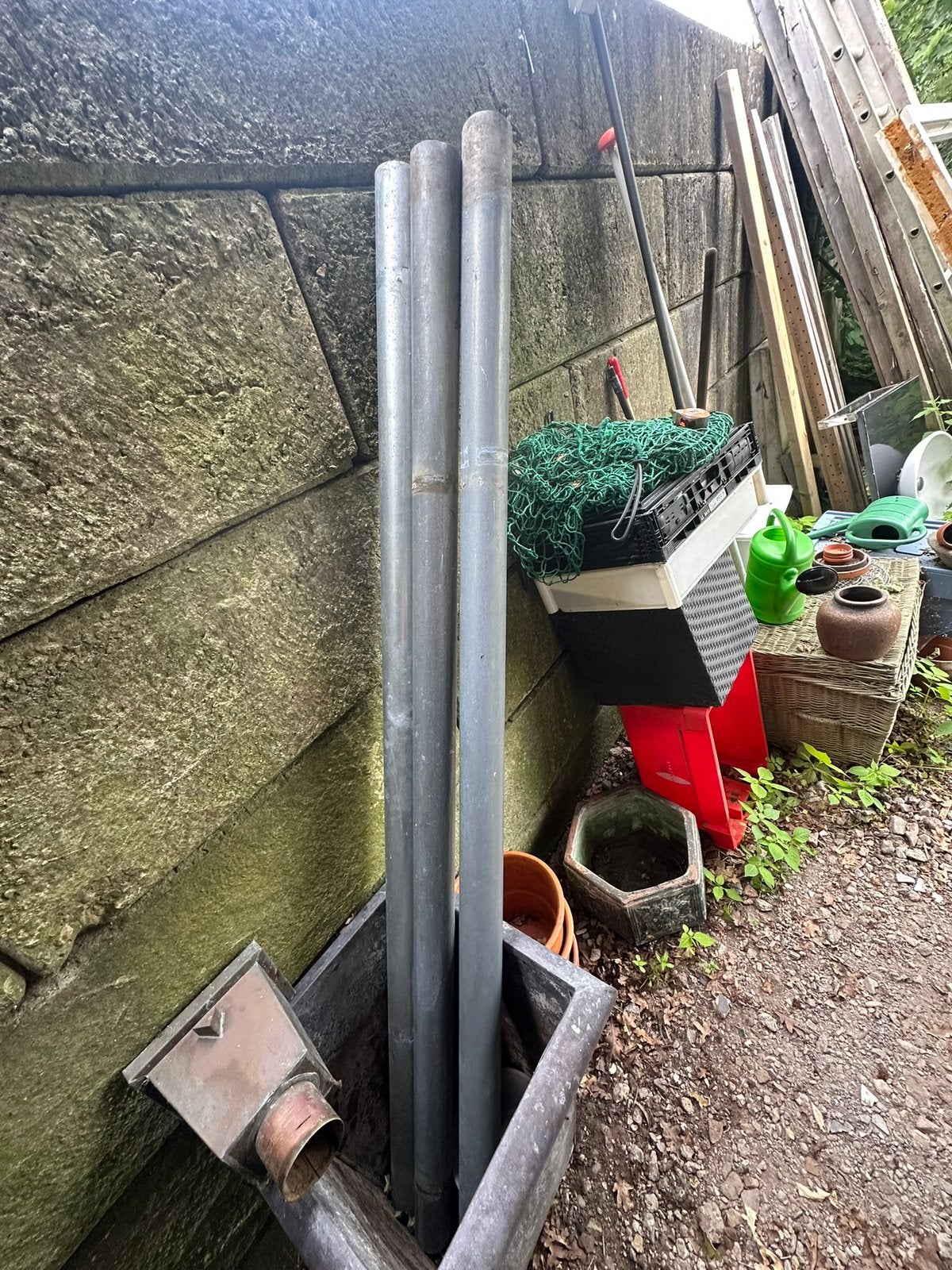 Zinken regenpijp met bocht - 265 lang -2 stuks beschikbaar, Ophalen, Afvoer, Gebruikt, 2 tot 4 meter