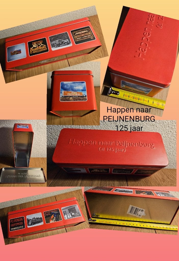 Happen naar Peijnenburg 125 jaar ontbijtkoek blik, vintage!, Ophalen of Verzenden, Zo goed als nieuw, Koek(jes), Overige merken