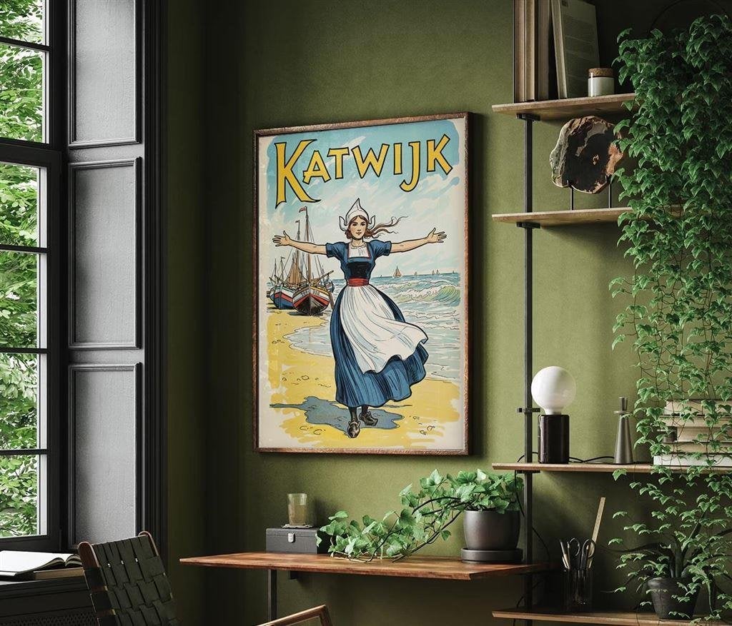 KATWIJK Art Deco Stijl Reis Poster affiche, Verzenden