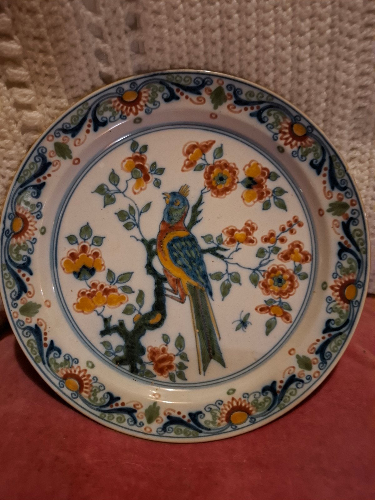 Makkum Aardewerk Wandbord met Vogeldecor - 24cm, Ophalen