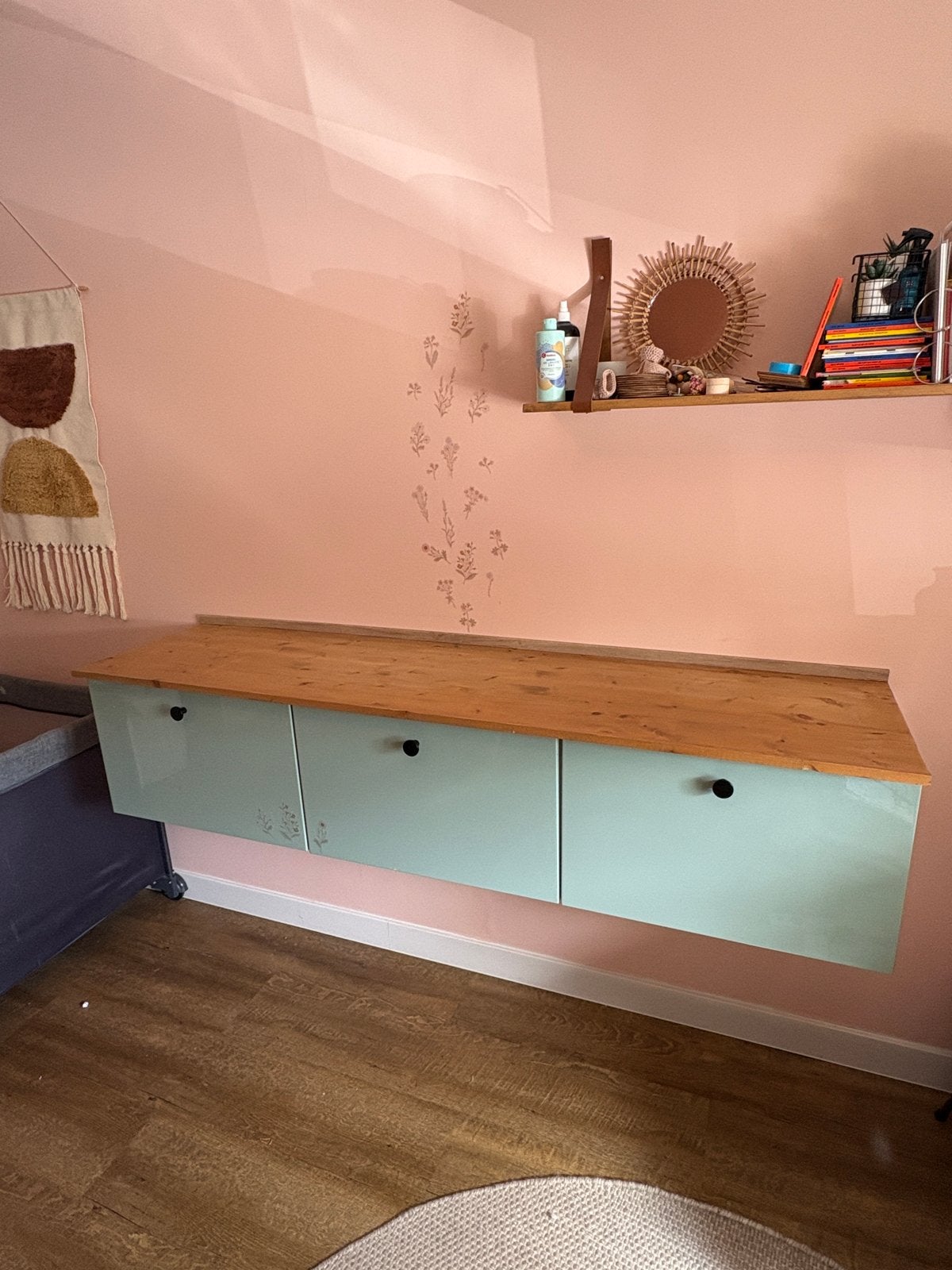 IKEA Besta TV meubel/commode met houten blad, Gebruikt, 100 cm of meer, Minder dan 50 cm, Commode