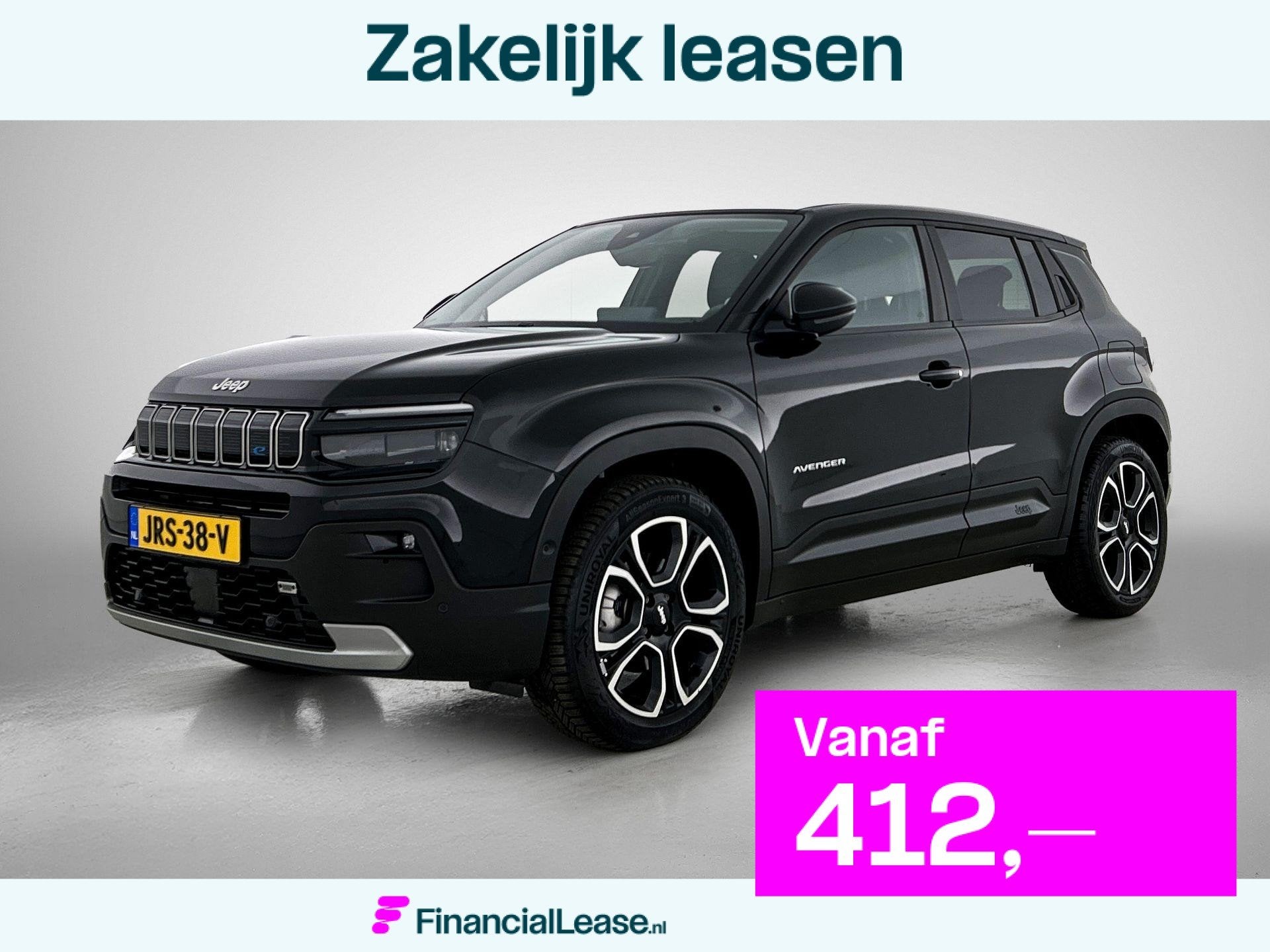 Jeep Avenger 1st Edition 54 kWh | Automaat | LMV | Navigatie, Gebruikt, 156 pk, Leder en Stof, Zwart