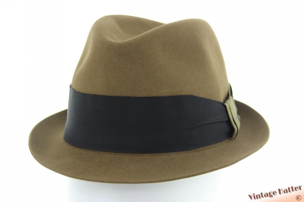 Vintage Klassieke trilby hoed Parker groenbruin 55 = S - XS, Hoed, Ophalen of Verzenden, 57 cm (M, 7⅛ inch) of minder, Parker Broadway, New York