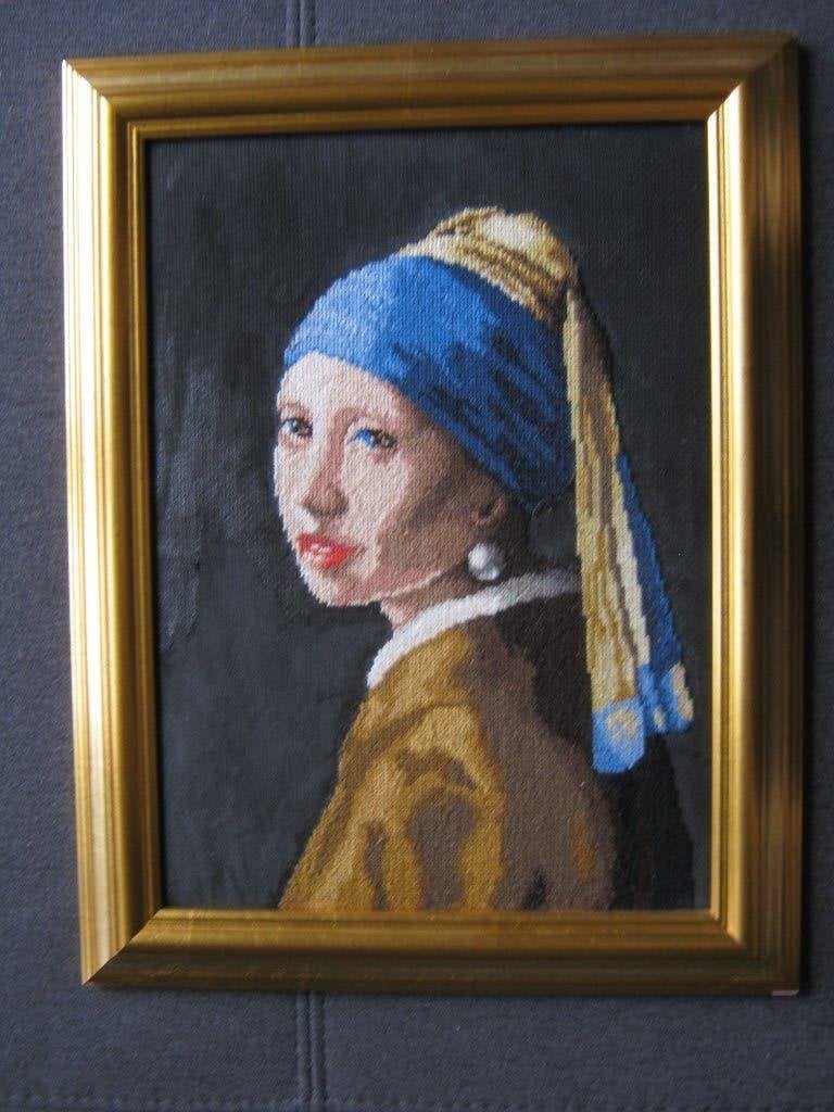 'Meisje met de parel' ; Vermeer, Antiek en Kunst, Overige stijlen, Portret of Personen, Overige technieken, Achter glas
