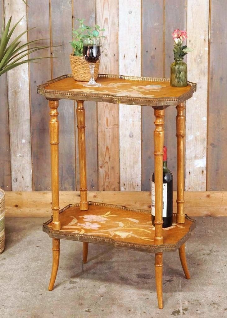 Oude art nouveau bijzettafel met florale beschildering, Ophalen