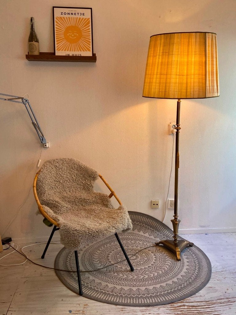vloerlamp hollywood regency stijl, jaren '70, originele kap, Huis en Inrichting, Ophalen, Regency hollywood & klassiek empire revival, empire antiek
