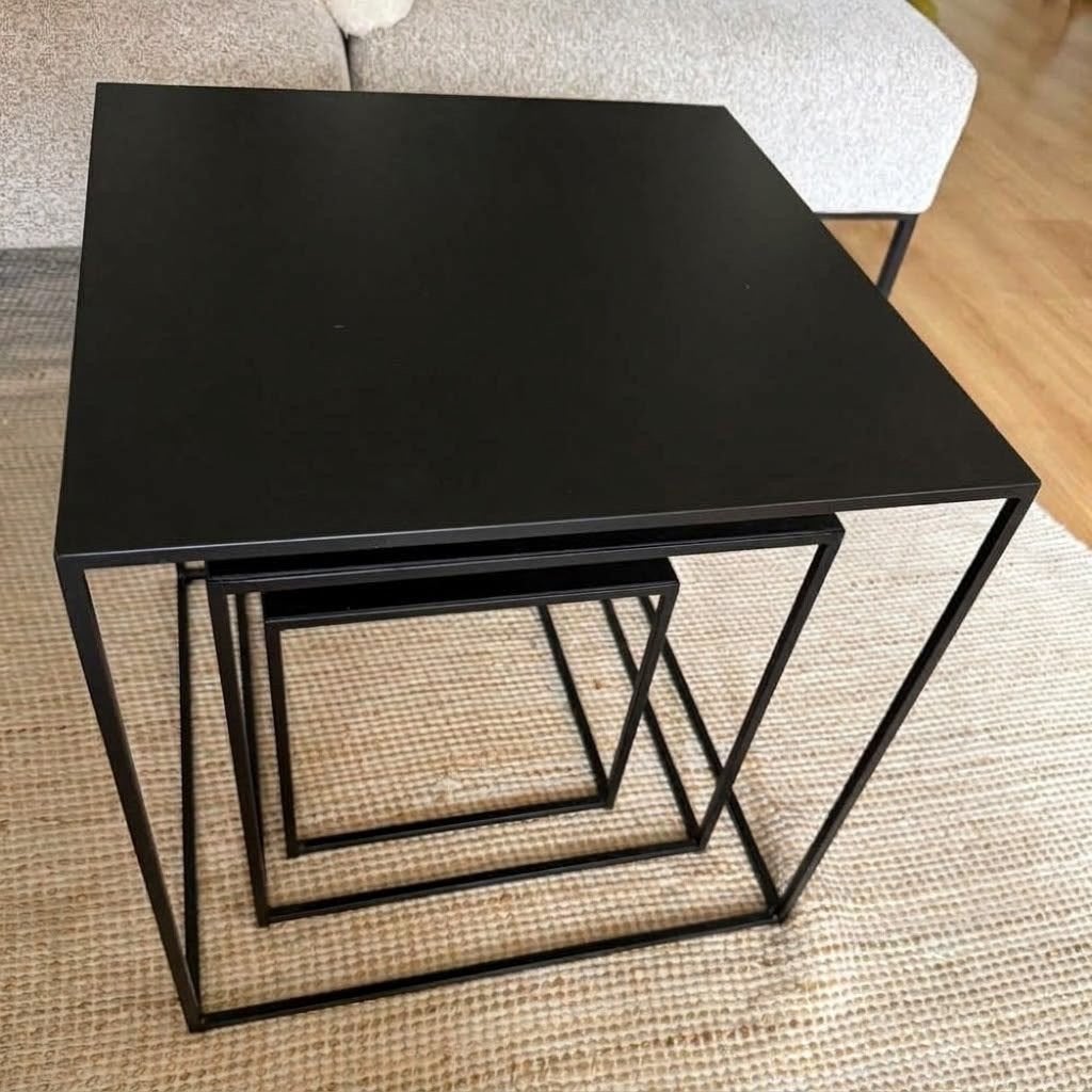 Set van 3 stalen vierkante salontafels - Goossens, Minder dan 50 cm, Vierkant, Minder dan 50 cm, Ophalen of Verzenden