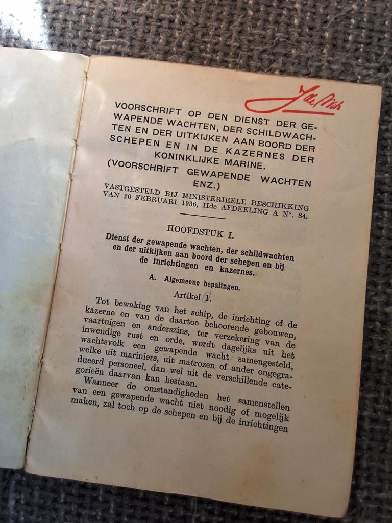 Marine voorschrift gewapende wachten 1936, Verzenden, Marine, Nederland, Boek of Tijdschrift