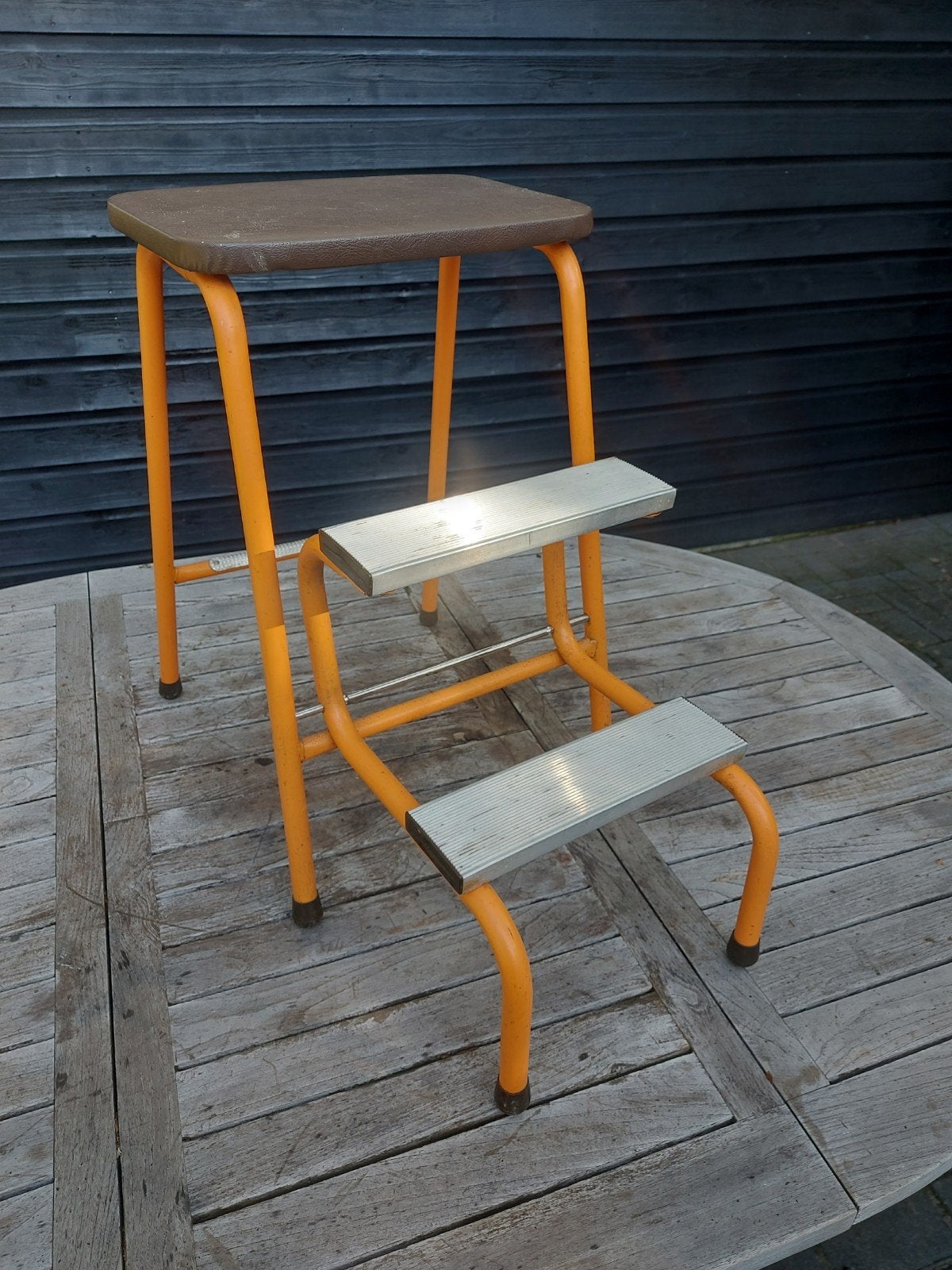 Brabantia Keukentrapje / Krukje - Vintage Oranje, Ophalen, Gebruikt, Trap, Opvouwbaar of Inschuifbaar
