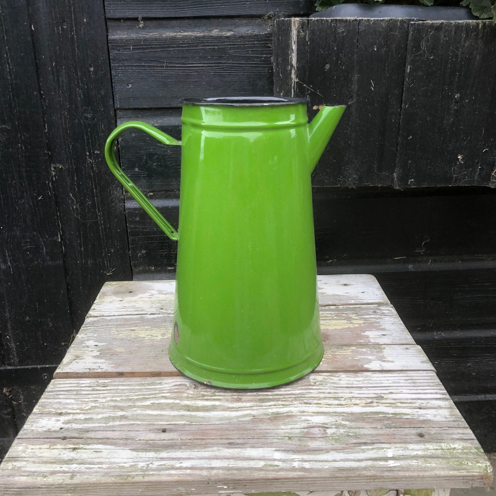 Groen emaille kan, Ophalen of Verzenden